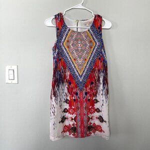 GP knee length colorful geometric design sleeveless sheath dress size XS